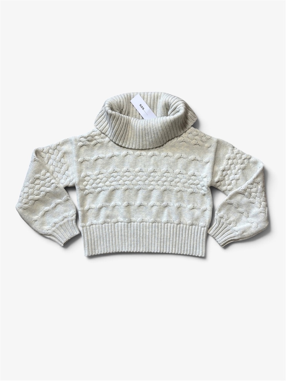 525 America Mixed Cable Cowl Neck Sweater Cream Oatmeal Size XS Cabincore